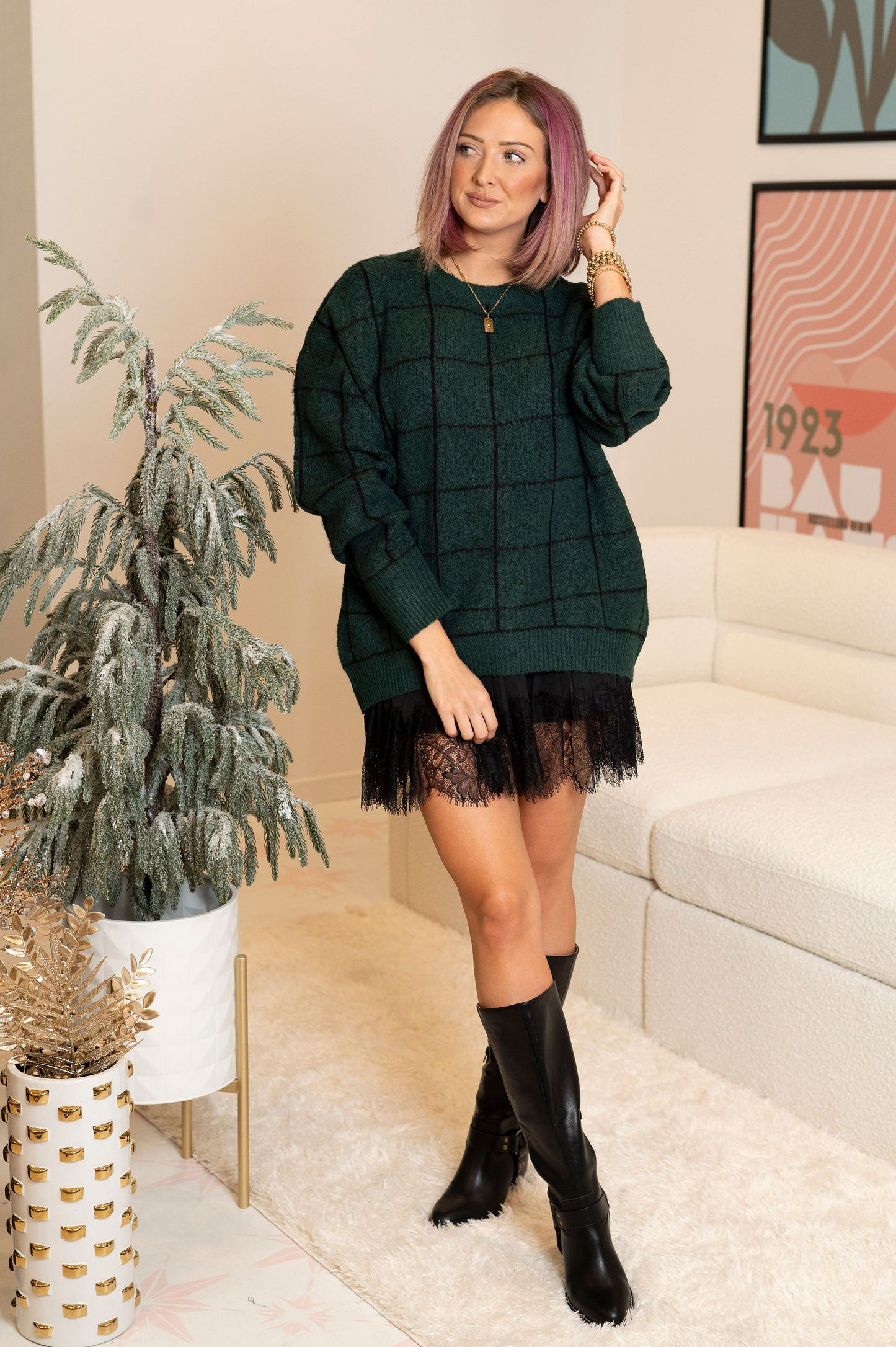 Between Us Grid Sweater