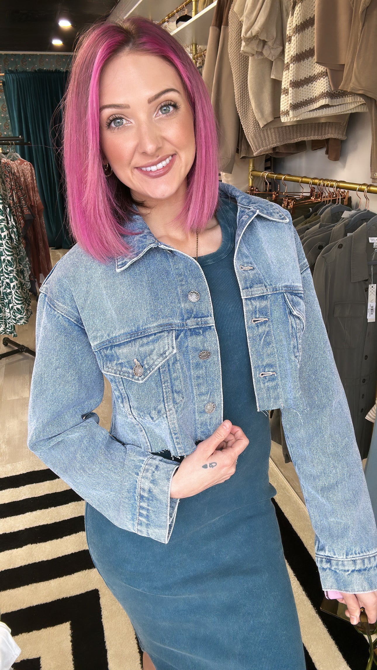 Tell Me Anything Cropped Denim Jacket [MULTIPLE COLORS]