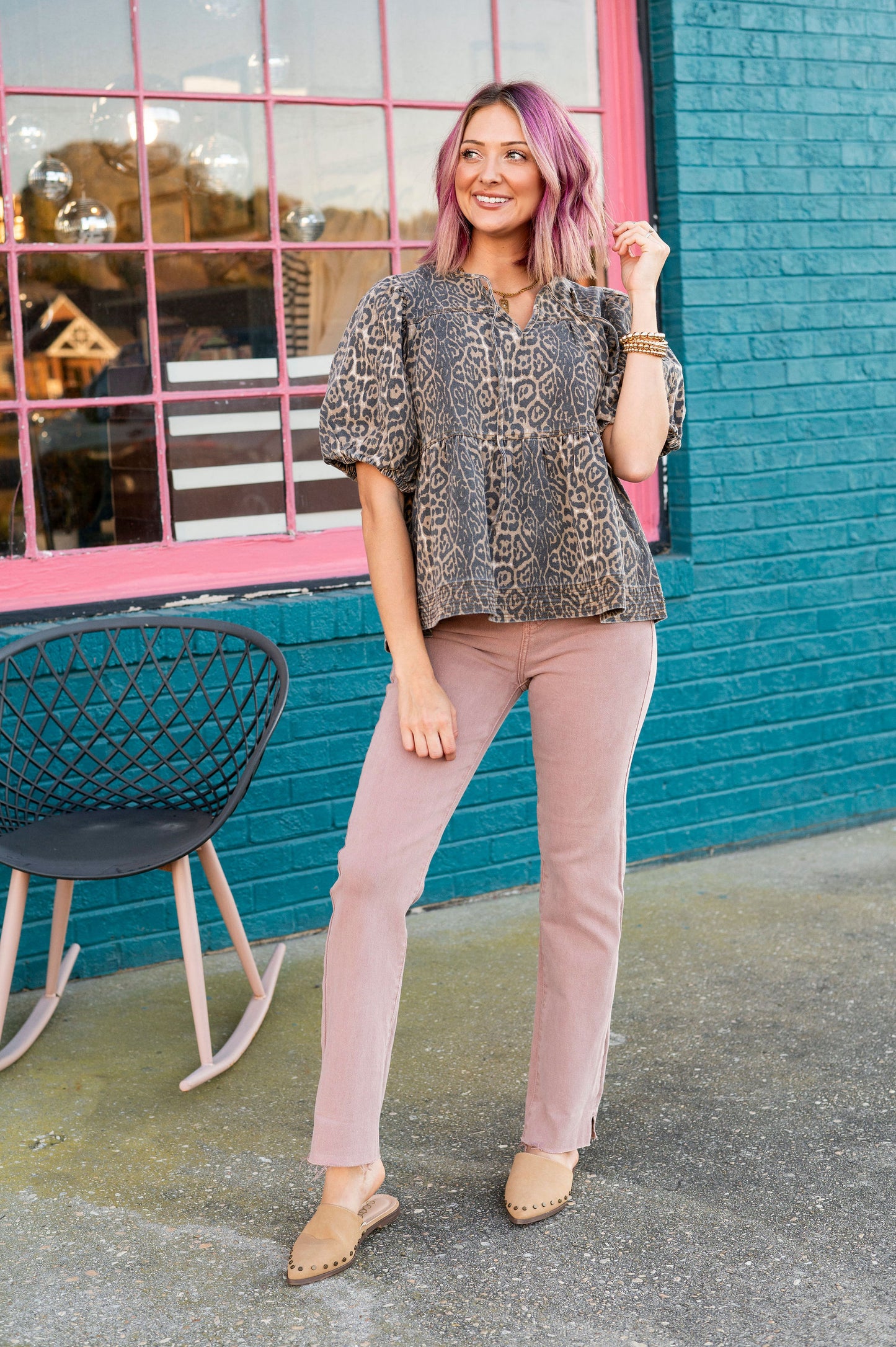 For The Love Of Leopard Denim Blouse