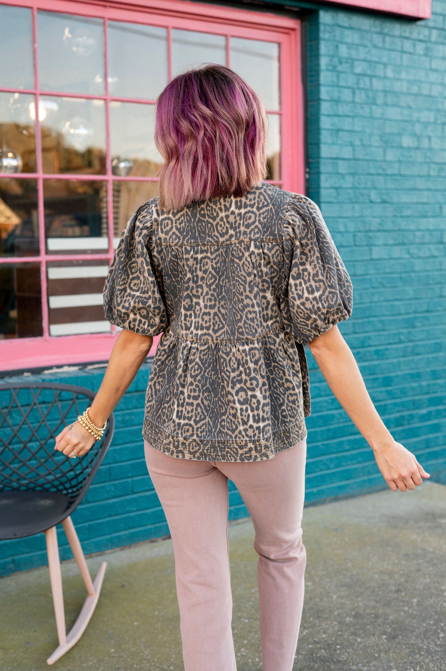 For The Love Of Leopard Denim Blouse