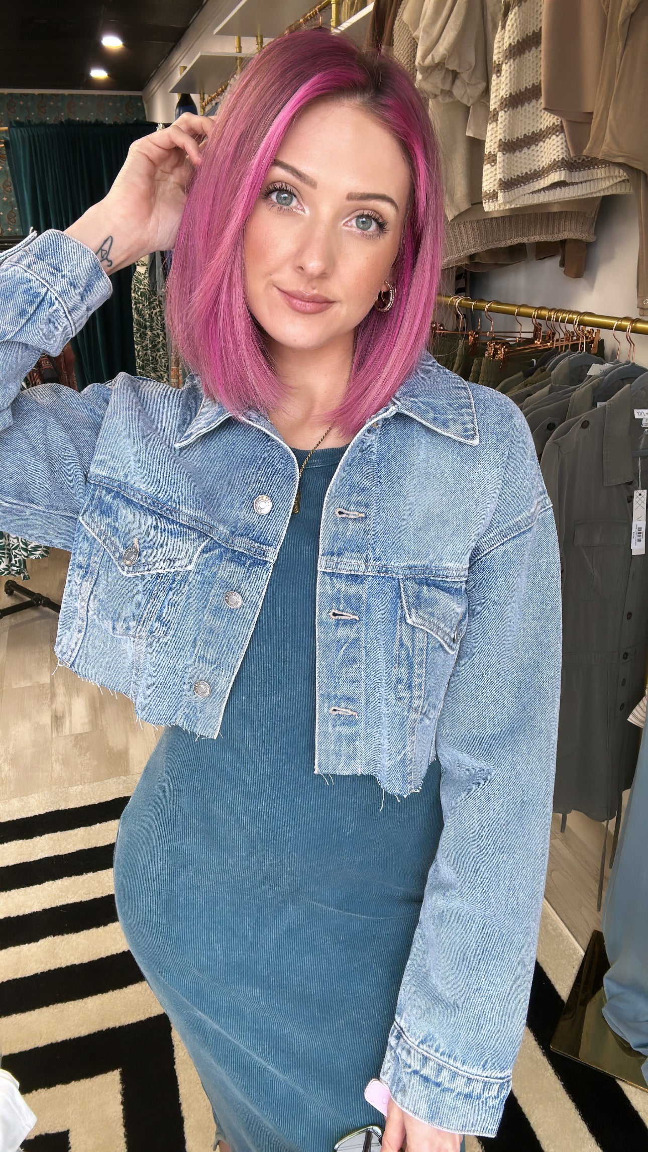 Tell Me Anything Cropped Denim Jacket [MULTIPLE COLORS]