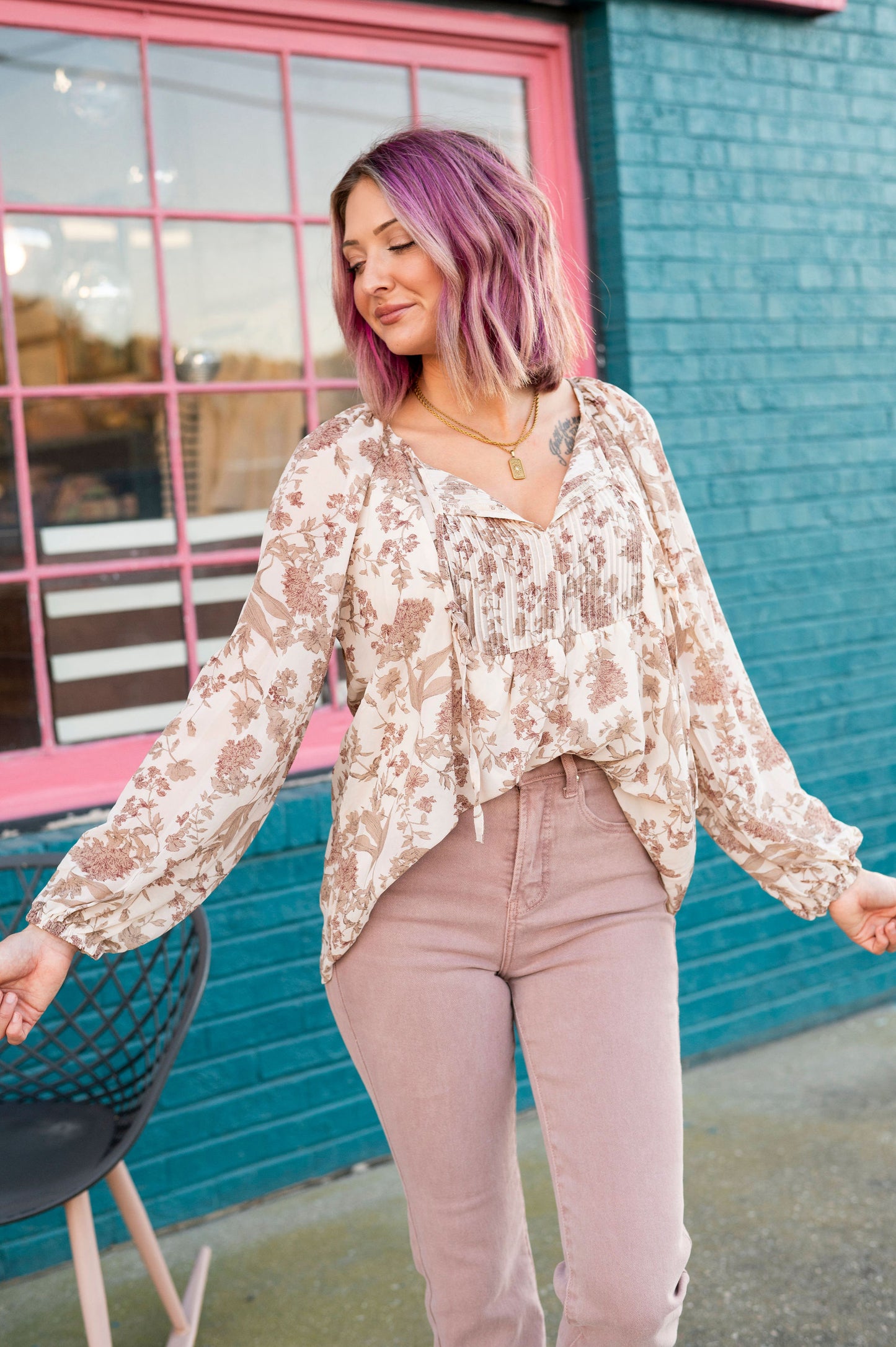 Upscale Composure Floral Blouse